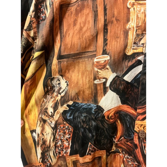 Vintage Reyn Spooner Guy Buffett Mens Hawaiian Shirt Gentleman's Club Dog - Picture 2 of 8